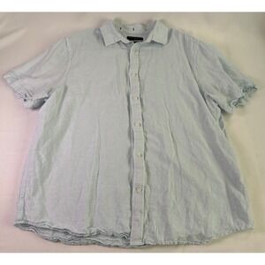 Banana Republic Mens XL‎ Linen Slim Fit Blue Short Sleeve Casual Shirt